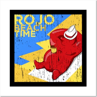 rojo beach time Posters and Art